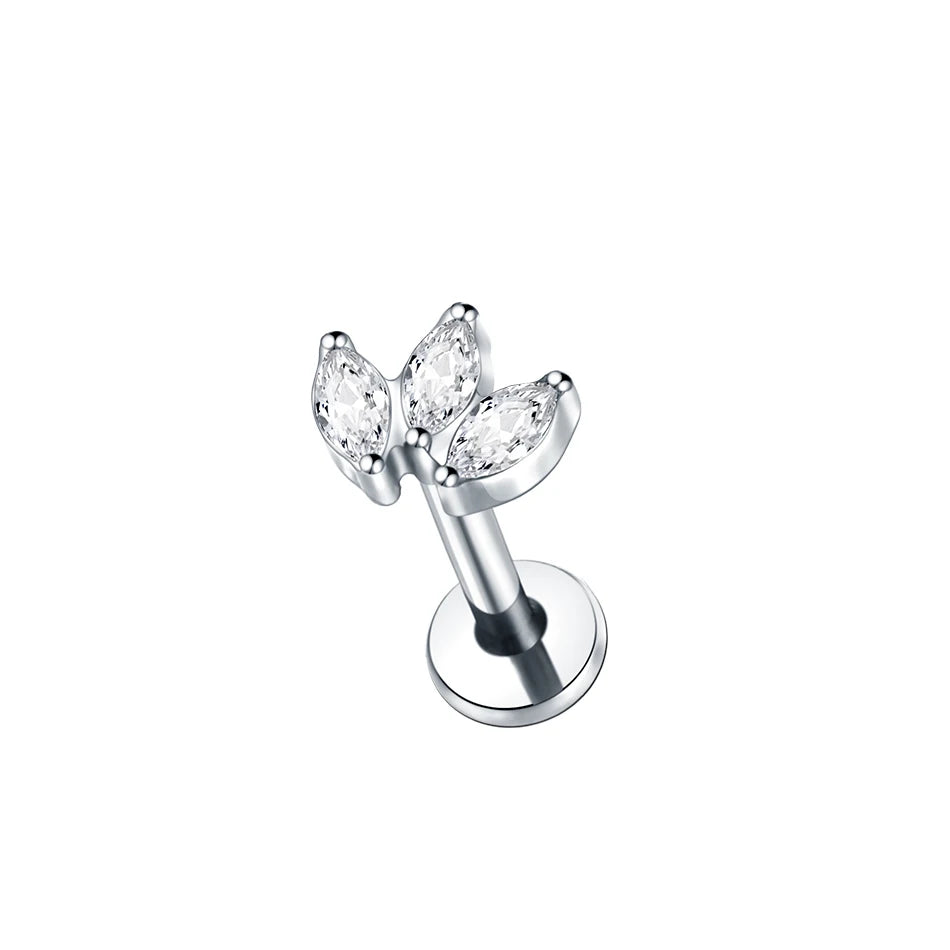 1Pc G23 Titanium Ear Tragus Cartilage Helix Daith Piercing Stud Earrings for Women Internal Thread Labret Piercing Lip Ring 16G