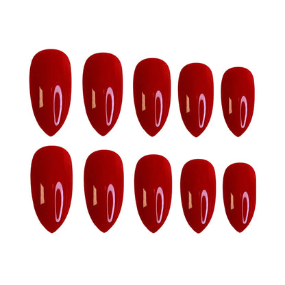 Artificial Short Fake Nail Press On False Nails Stiletto Shiny Wine Red DIY Women Fingertips Full Cover Manicure Tools