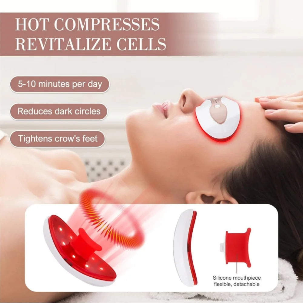 2 in 1 LED Light Lip Plumper Device 4 Levels Heating Temps Lip and Eye Care Tool for Smooth Lip Wrinkles and Reduce Dark Circles
