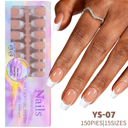 150Pcs/Box French False Nails Scarless Removable Coffin Almond Fake Nail Artificial Acrylic Patches Reusable Press On Nail Tips