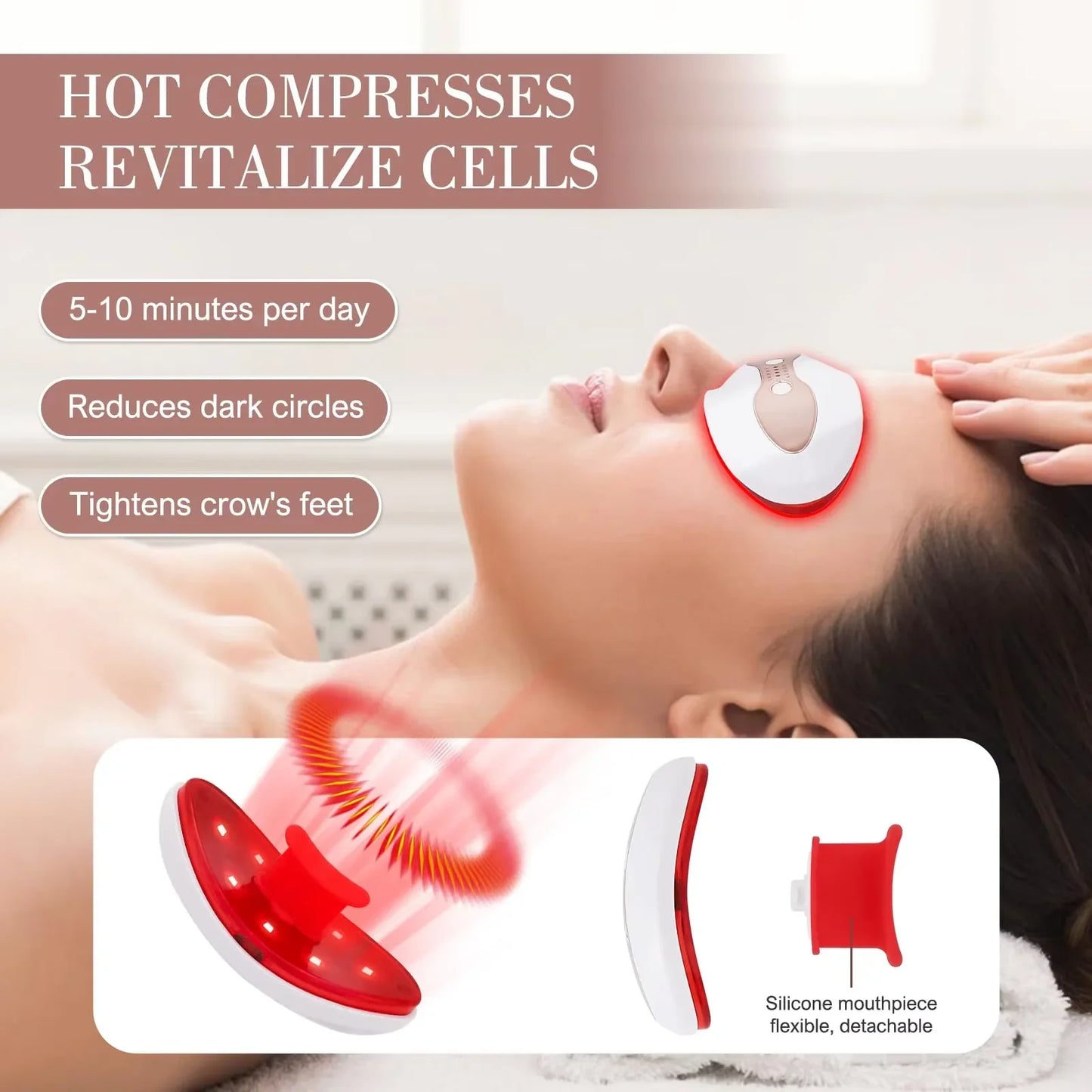 Lip Plumper Device Red Light Therapy, 2 in 1 Lip and Eye Care Tool with Heated for Anti-Aging, Smooth Lip Wrinkles, Lip Plumper
