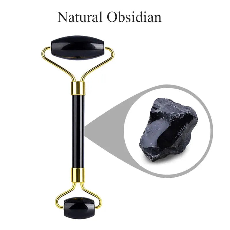 3pcs Black Obsidian Gua Sha Roller Set Facial Lift Massager Jade Stone Skin Scraper Body Anti-cellulite Relax Acupuncture Tools