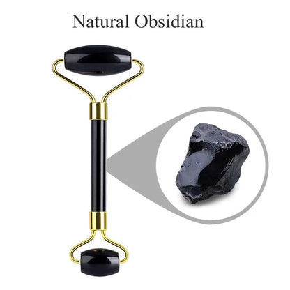 3pcs Black Obsidian Gua Sha Roller Set Facial Lift Massager Jade Stone Skin Scraper Body Anti-cellulite Relax Acupuncture Tools