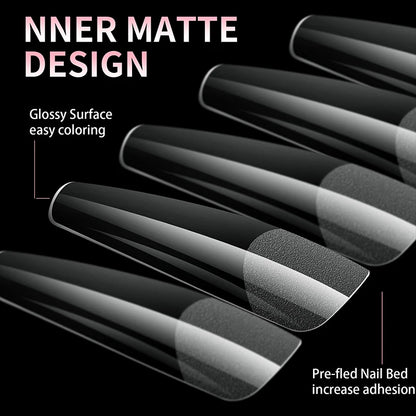 Luxury False Nail Tips Soft Gel Fingertip Semi-matte Capsules Almond French Coffin Full Cover Artificial Fake Nails Extension