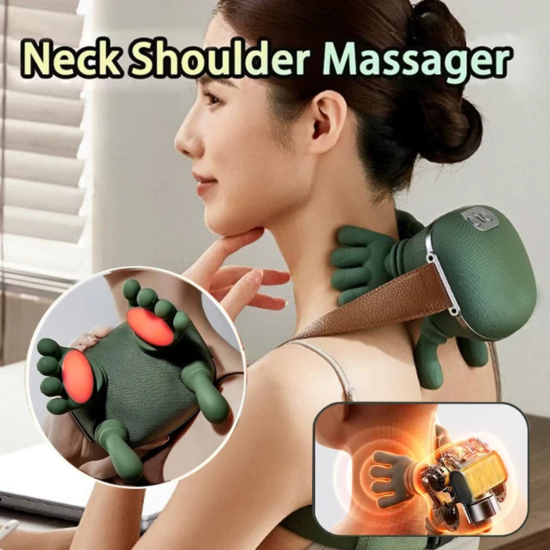 Bionic Neck Shoulder Massager Heated Back Massagers Electric Kneading Muscles Massage Pillow Neck Waist Leg Body 3-Level Modes