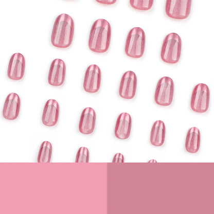 24pcs/set cat eyes fake nails for women girls red brown green blue grey sparkling short tips faux ongles press on false nail