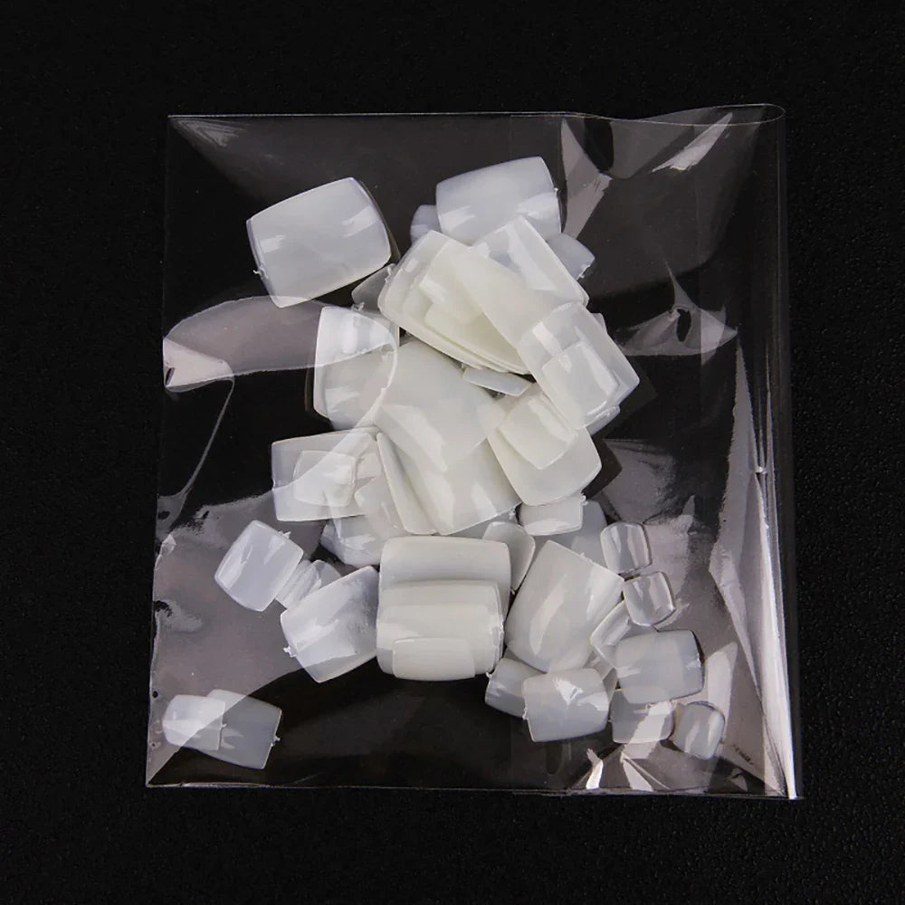 100pcs False Toe Nails Tips Full Cover Press on Toe Foot Nails Tips Artificial Acrylic Nail Capsules False Nail Manicure Tools