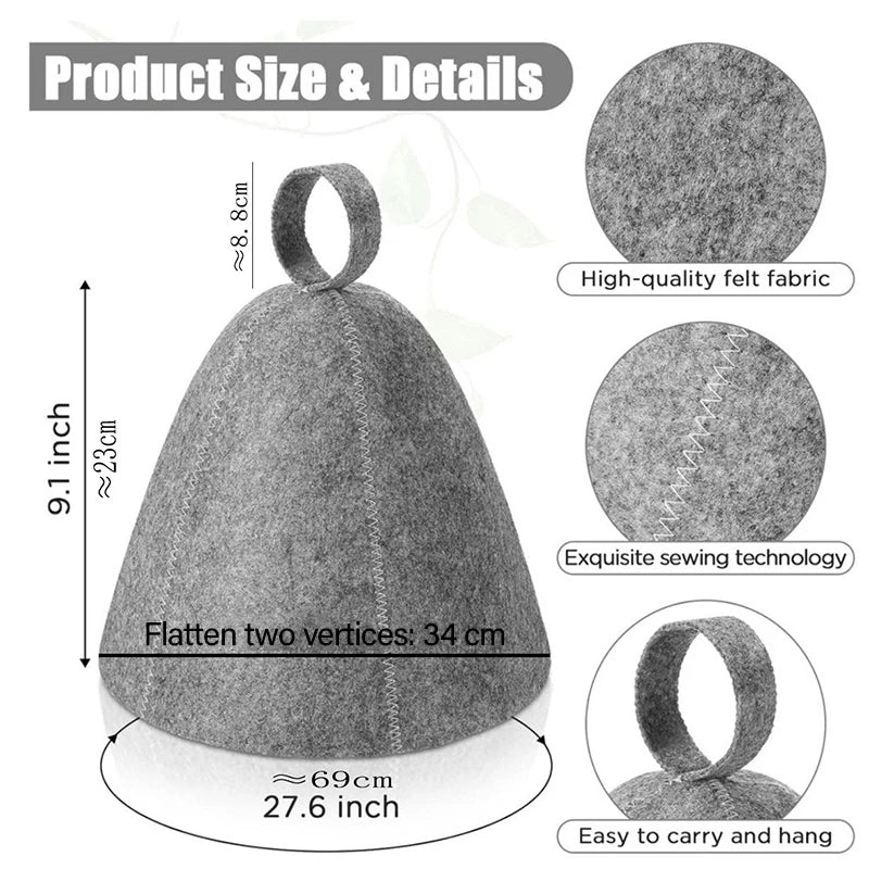Sauna Hats Thicken Wool Felt Shower Cap Hair Turban Quickly Towel Drying Hats Felt Sauna Hat Men Dry Sauna Cap for Man