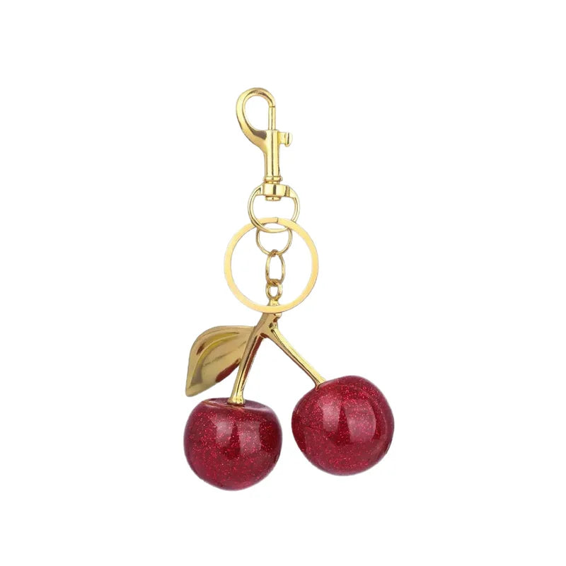 EVISPOL Fashion Red Cherry Keychain Summer Fruits Cherries Pendant Keyring for Women Men Jewelry Bag Accessories Gift
