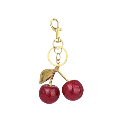 EVISPOL Fashion Red Cherry Keychain Summer Fruits Cherries Pendant Keyring for Women Men Jewelry Bag Accessories Gift