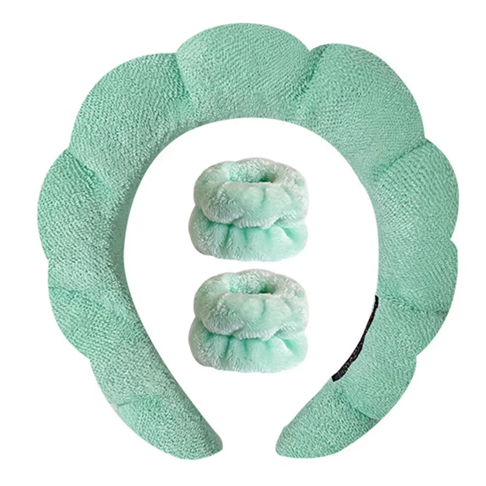 Makeup Headband Set Face Washing Headbands Wristband Tools 3pcs For Women Spa Washing Face Skin Care Hair Bands Tool Accessories