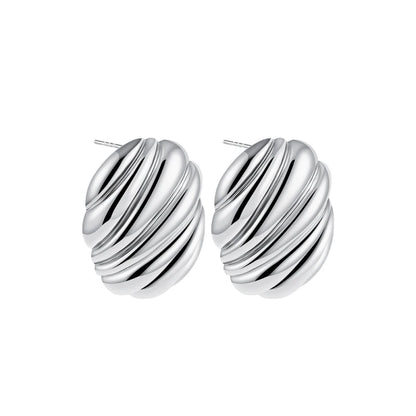 Trendy Stainless Steel Multilayer Circle Twist Knot Earrings for Women Texture Mixed Color Gold Plated Statement Earring Bijoux