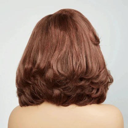 250 Density Chocolate 9x6 Glueless Wig Human Hair Ready To Wear Brazilian Caramel Brown Colored Layer Cut Short Bob Pre Cut Lace