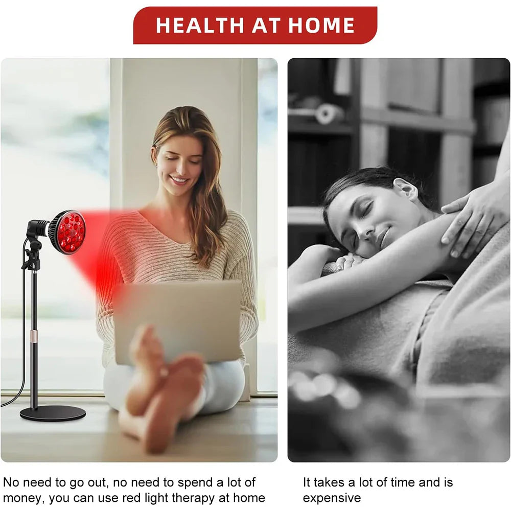 E27 Red and Near Infrared Light Therapy Device with Adjustable Stand,660nm＆850nm Desk for Neck,Knee Pain Relief,Skin Wellness