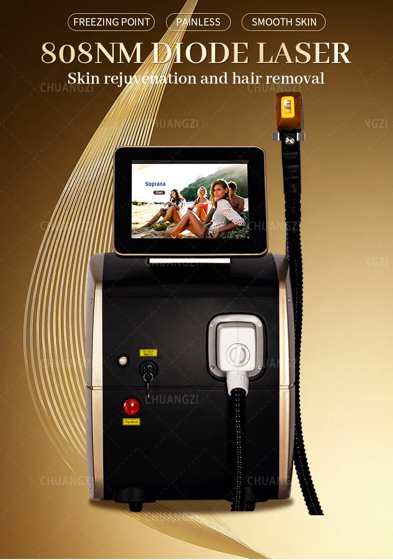 Professional Diode Ice Titanium Laser Hair Removal Machine Portable 808 755 1064 Alexandrite Device 3 Waves Permanent Removal