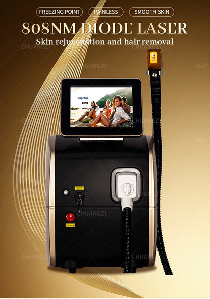 Professional Diode Ice Titanium Laser Hair Removal Machine Portable 808 755 1064 Alexandrite Device 3 Waves Permanent Removal