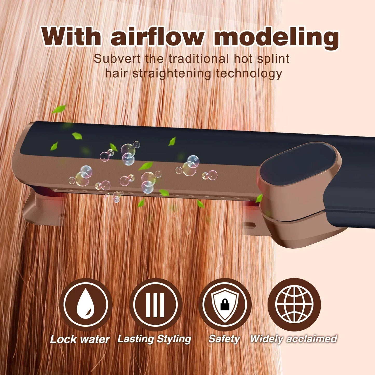 2in1 Professional Hair Straightener Curling Hair Dryer 106000 RPM Dry Air Anion Portable Wet & Dry Straightener