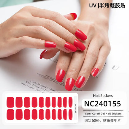 Semi-Cured Nail Wraps Autocollants Pour Ongles UV Adhesive Full Cover Stickers for Nails Lamp Need Press On Nails DIY Manicure