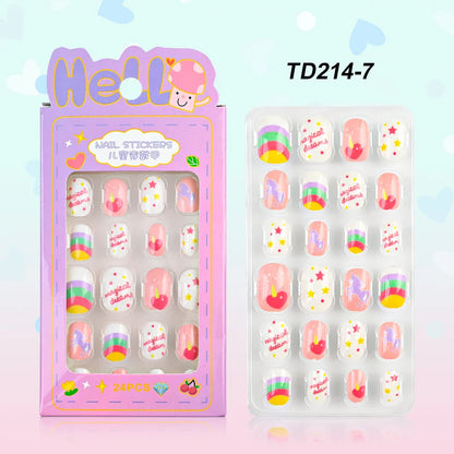 12pcs Kids 3D Stereo Sanrio Fake Nails Patch Sweet Girls Cute Cartoon Hello Kitty press on nails Kuromi Child Wearable FalseNail
