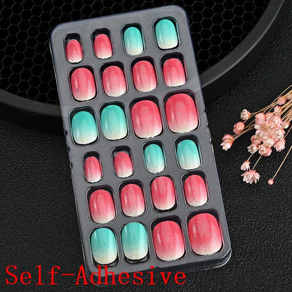 12pcs/Box Children Acrylic Fake Nails Safe Non-Toxic Adhesive Fake Nail DIY Artificial Fingernails for Girls Children's Day Gift