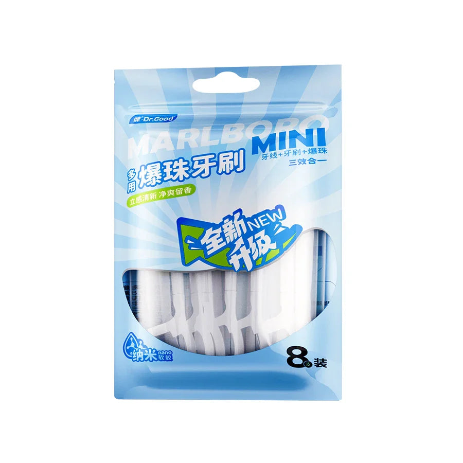 Portable and individually packaged 3-in-1 nano brush head toothbrush floss disposable toothbrush for adults on business trips