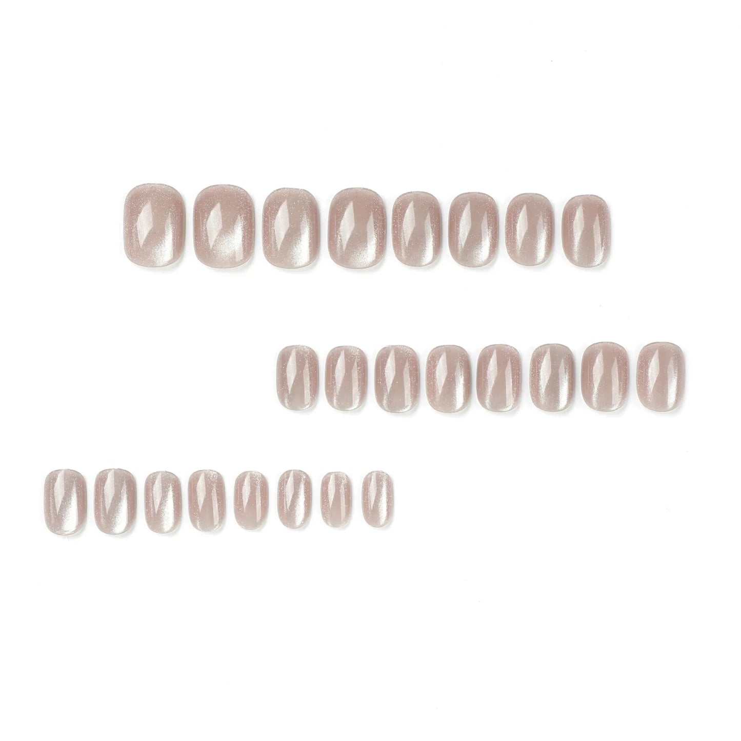 24pcs/set cat eyes fake nails for women girls red brown green blue grey sparkling short tips faux ongles press on false nail