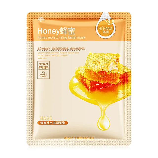 30pcs Natural Plant Facial Mask Moisturizing Oil Control Anti-Aging Fruit Aloe Korean Sheet Face Mask Beauty Skin Care Prodcuts