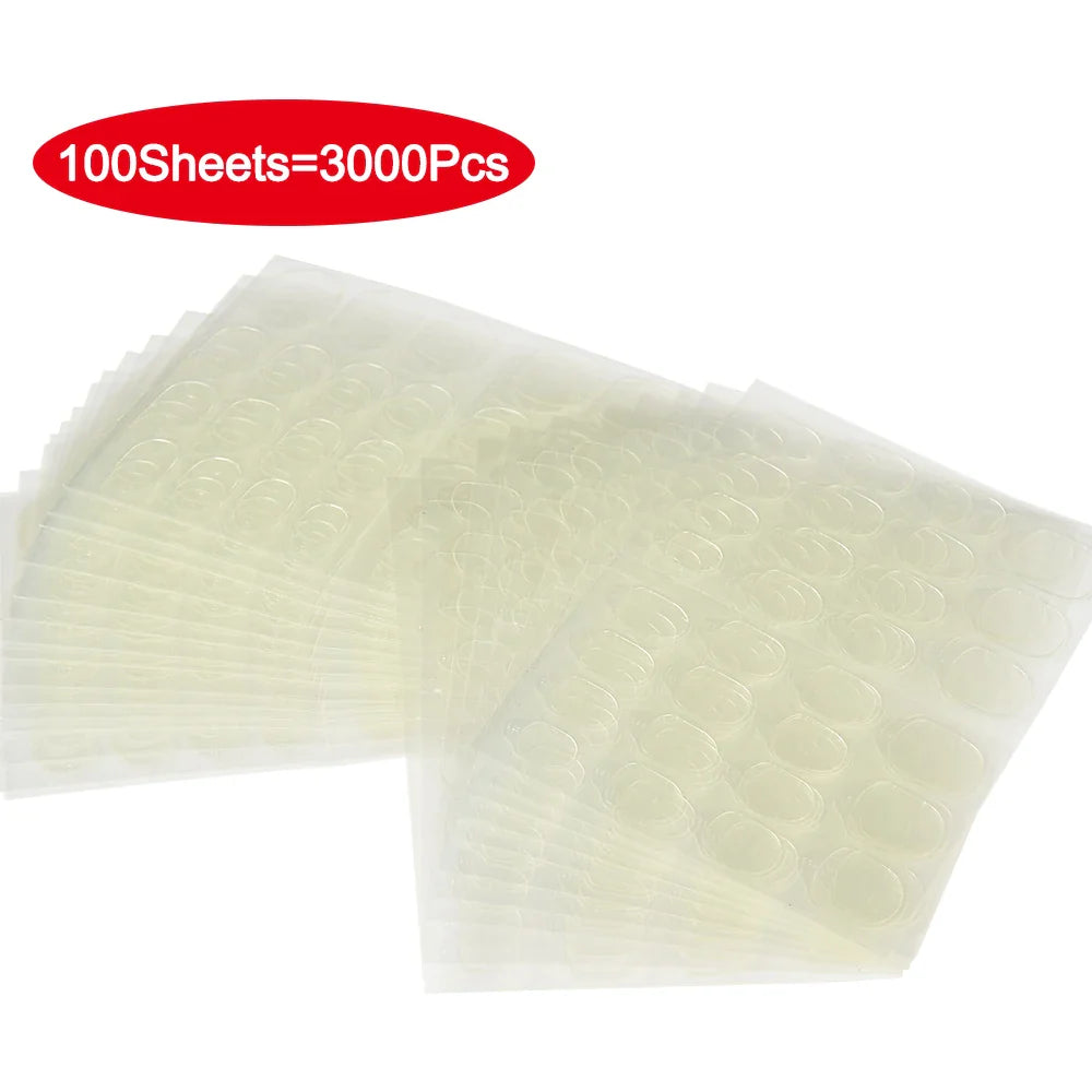 6000Pcs Double-Sided Nail Adhesive Stickers Waterproof Breathable Transparent False Nail Glue Sticker Jelly Nail Tips DIY Tools