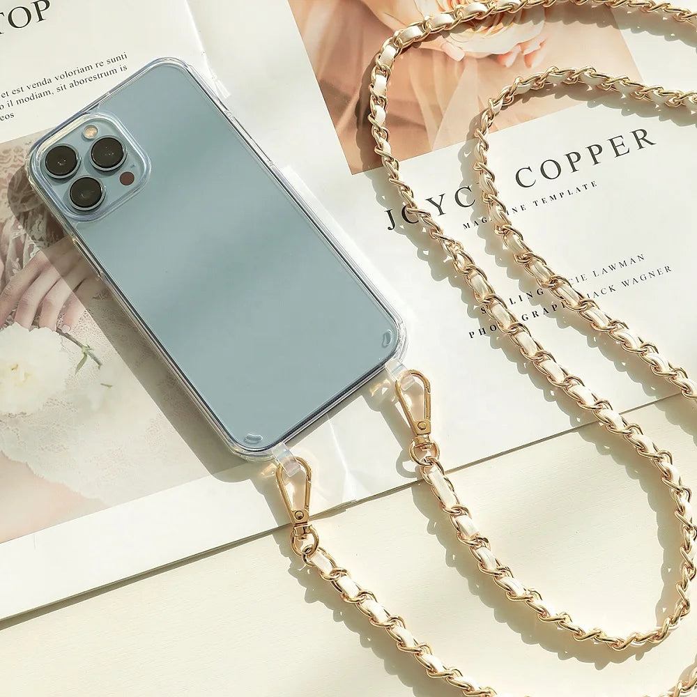 DIY Luxury Pearl Chain Crossbody Strap Shockproof Acrylic Lanyard Phone Case for iPhone 16 14 13 12 PRO 15 Pro Max X XS 7 8 Plus