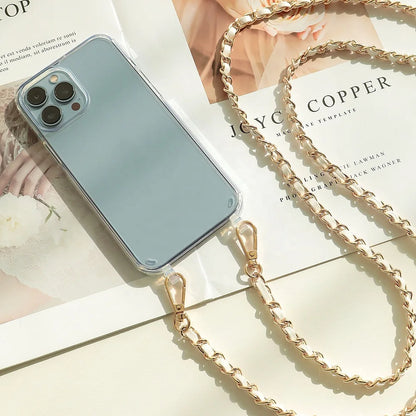 DIY Luxury Pearl Chain Crossbody Strap Shockproof Acrylic Lanyard Phone Case for iPhone 16 14 13 12 PRO 15 Pro Max X XS 7 8 Plus