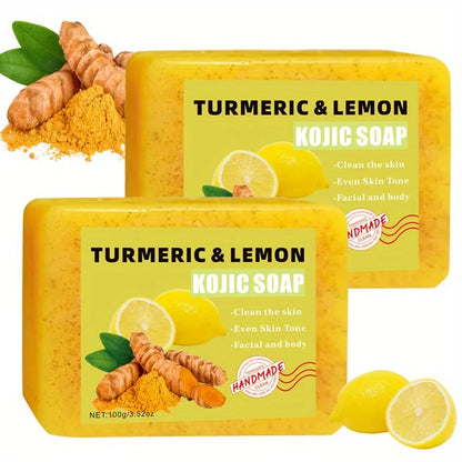 2PCS Turmeric Citric Acid Soap, Gentle Cleansing, Body Bath, Moisturizing, Moisturizing Skin, Suitable for All Skin Types, Unise