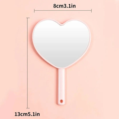 Fashion Love Makeup Mirror Sweet Girl Style Makeup Mirrors Handheld Makeup Mirror Suitable for Carrying Around Cute