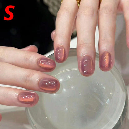 10pcs-XS/S/M French Almond Press on Nails Leopard Print False Nails 3D Bow Wearable Stick-on Nails Fake Nail