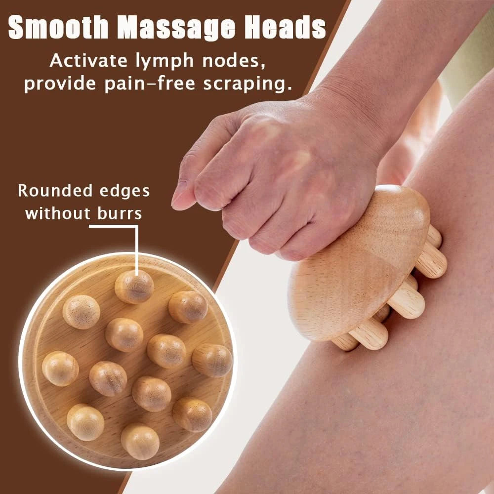 Wooden Mushroom Shape Massage,Manual Wood Therapy Massage Tool,Anti Cellulite,Maderoterapia,Lymphatic Drainage,for Full Body Use