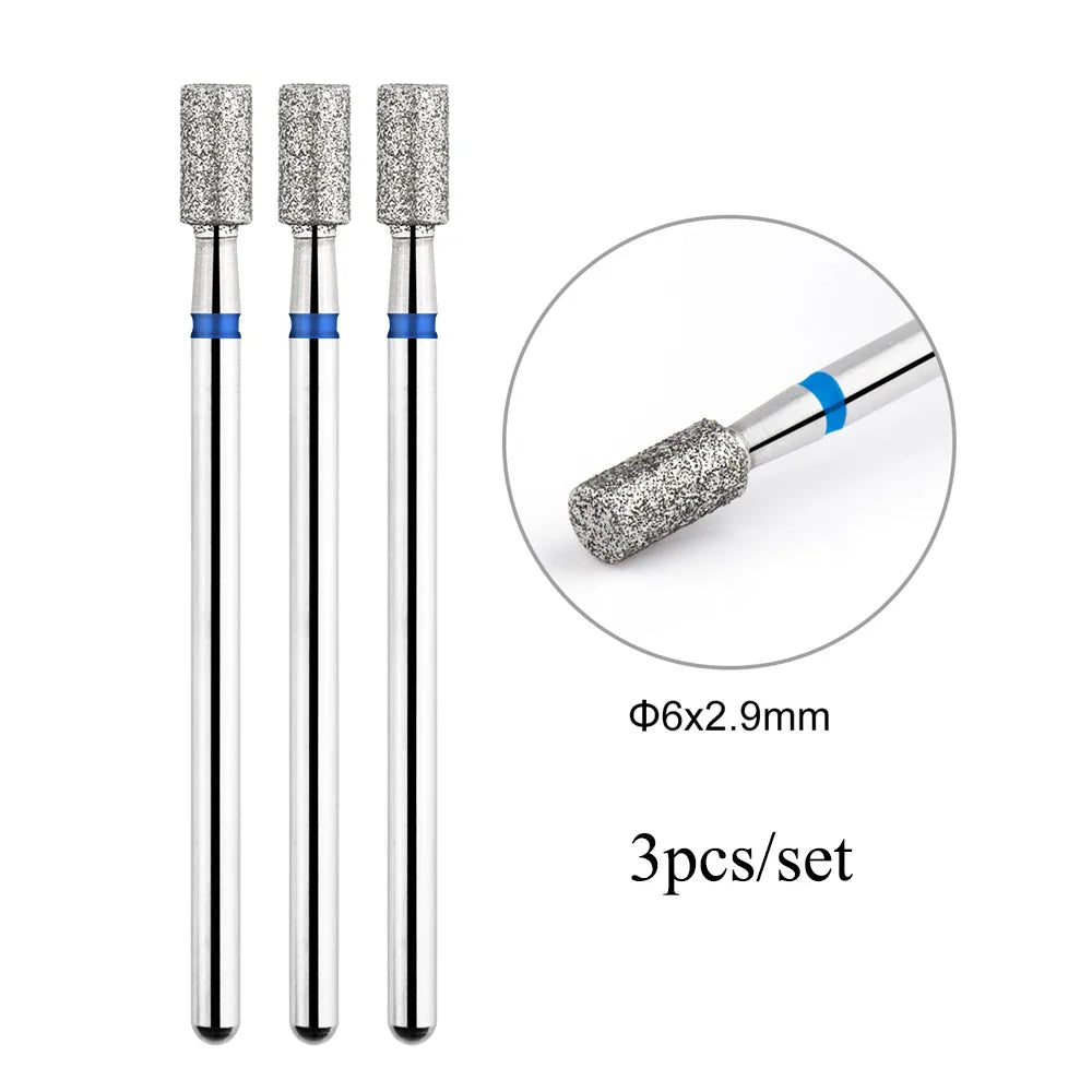 TP 3pcs/set Flame Diamond Nail Drill Bits 3/32'' Russian Electric File Bits Milling Cutter for Manicure Cuticle Remove Nail Tool
