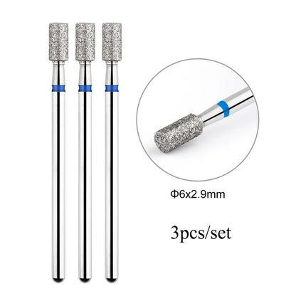 TP 3pcs/set Flame Diamond Nail Drill Bits 3/32'' Russian Electric File Bits Milling Cutter for Manicure Cuticle Remove Nail Tool