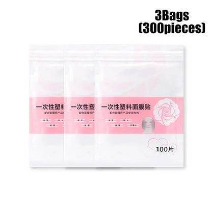 500/100pcs Disposable Plastic Film Full Face Cleaner Mask Neck Stickers Paper Transparent Masks Wrap Facial Beauty Makeup Tools