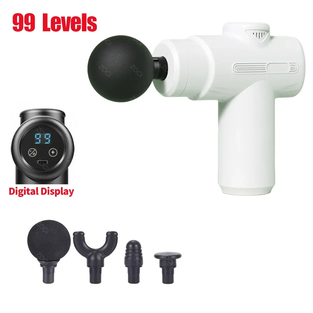 Mini 99 Levels Fascia Gun Handheld Portable Massage Gun Vibration Digital Display Muscle Massager Deep Tissue Massager for Body