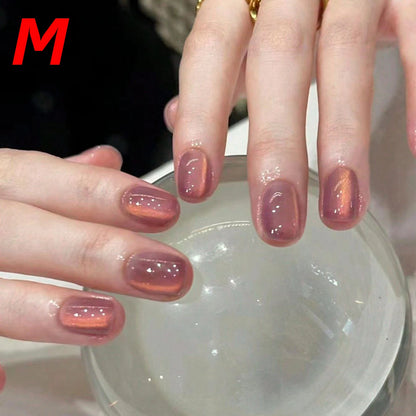 10pcs-XS/S/M French Almond Press on Nails Leopard Print False Nails 3D Bow Wearable Stick-on Nails Fake Nail