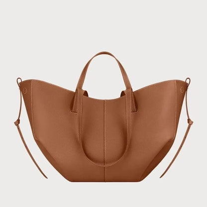 Y2K - French Luxury Large Capacity Women's Handbag, Leather Pleated Wing Bag, One Shoulder Underarm Handbag