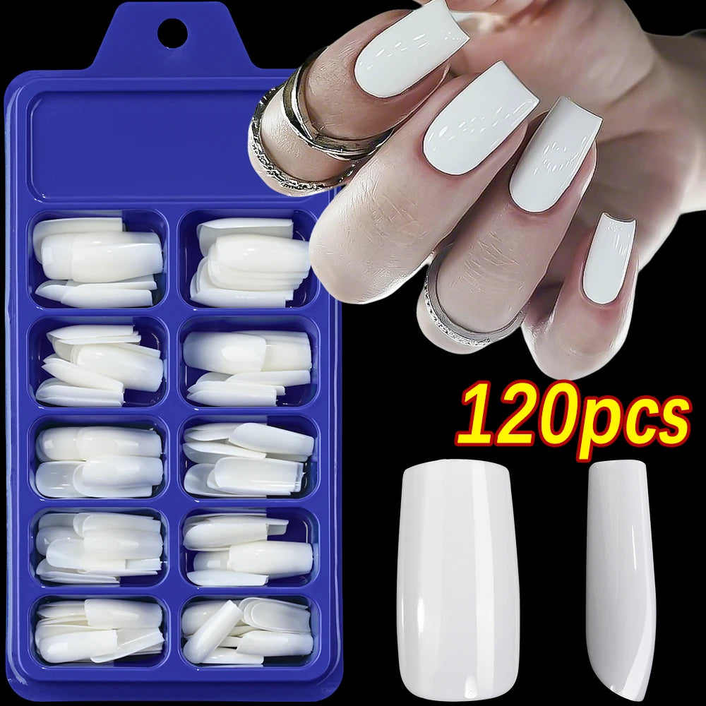 120Pcs Classic Glossy Black Fake Nails Full Cover Press On Nails Short Round Reusable False Fingertips DIY Women Manicure Tools