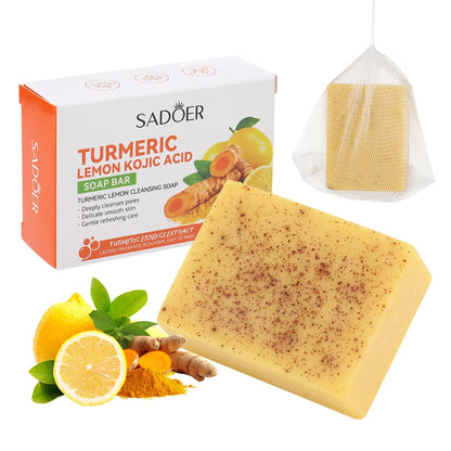 Turmeric Lemon Cleansing Soap 100g Cleansing Body Frosted Particles Handmade Soap Removes Dirt With Natural Bright Essential Oil