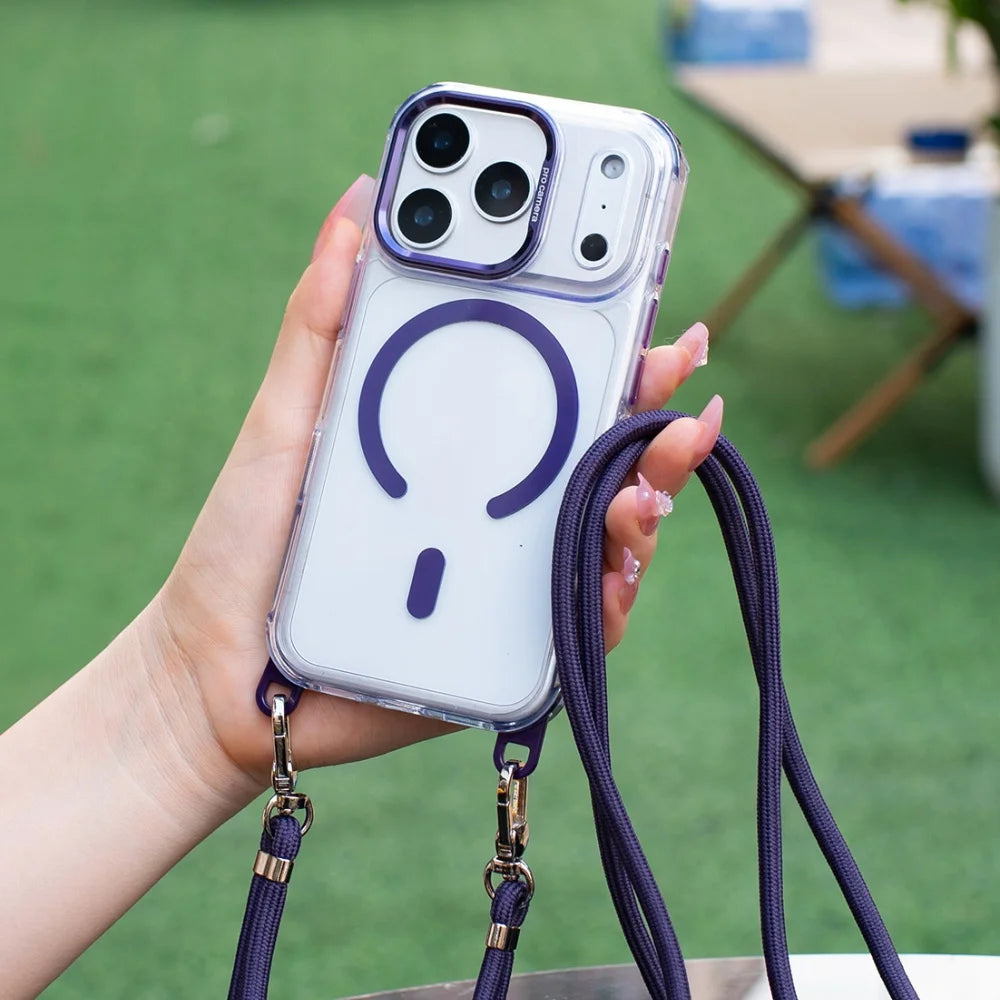 Necklace Strap Cord Rope Magnetic For Magsafe Clear Case For iPhone 17 Pro Max 11 12 13 14 15 16 Plus Removable Lanyard Cover