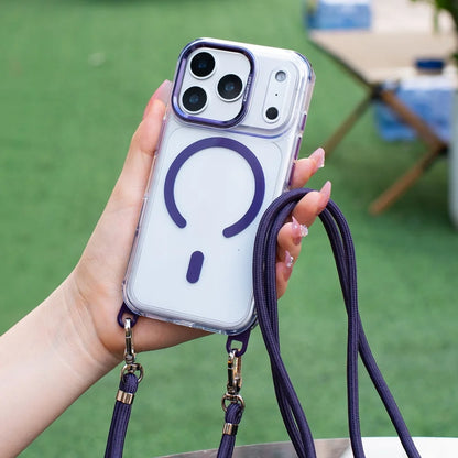 Necklace Strap Cord Rope Magnetic For Magsafe Clear Case For iPhone 17 Pro Max 11 12 13 14 15 16 Plus Removable Lanyard Cover