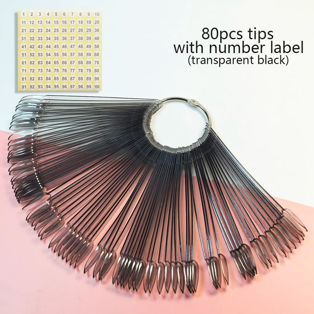 Nail Display Sticks Nail Swatch False Nail Tips Nail Gel Polish Practice Clear Natural Colors Display Board for Nail Art Tools