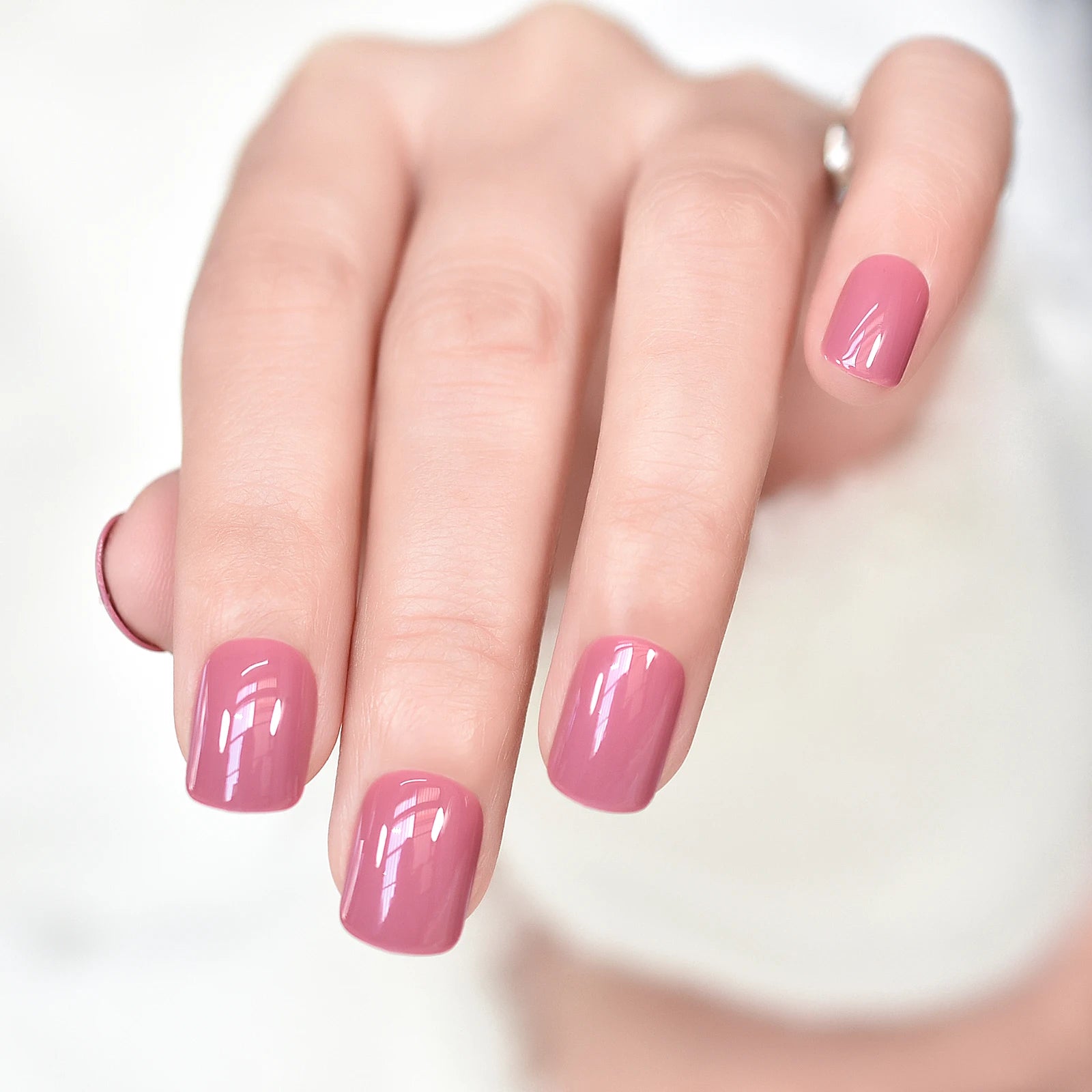 IMABC  Press On False Nails 24pcs Short Square Soft Gel Nails(Soft Acrylic Material) 4 Colors For Women And Girls Fashion