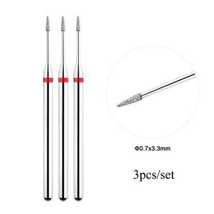 TP 3pcs/set Flame Diamond Nail Drill Bits 3/32'' Russian Electric File Bits Milling Cutter for Manicure Cuticle Remove Nail Tool