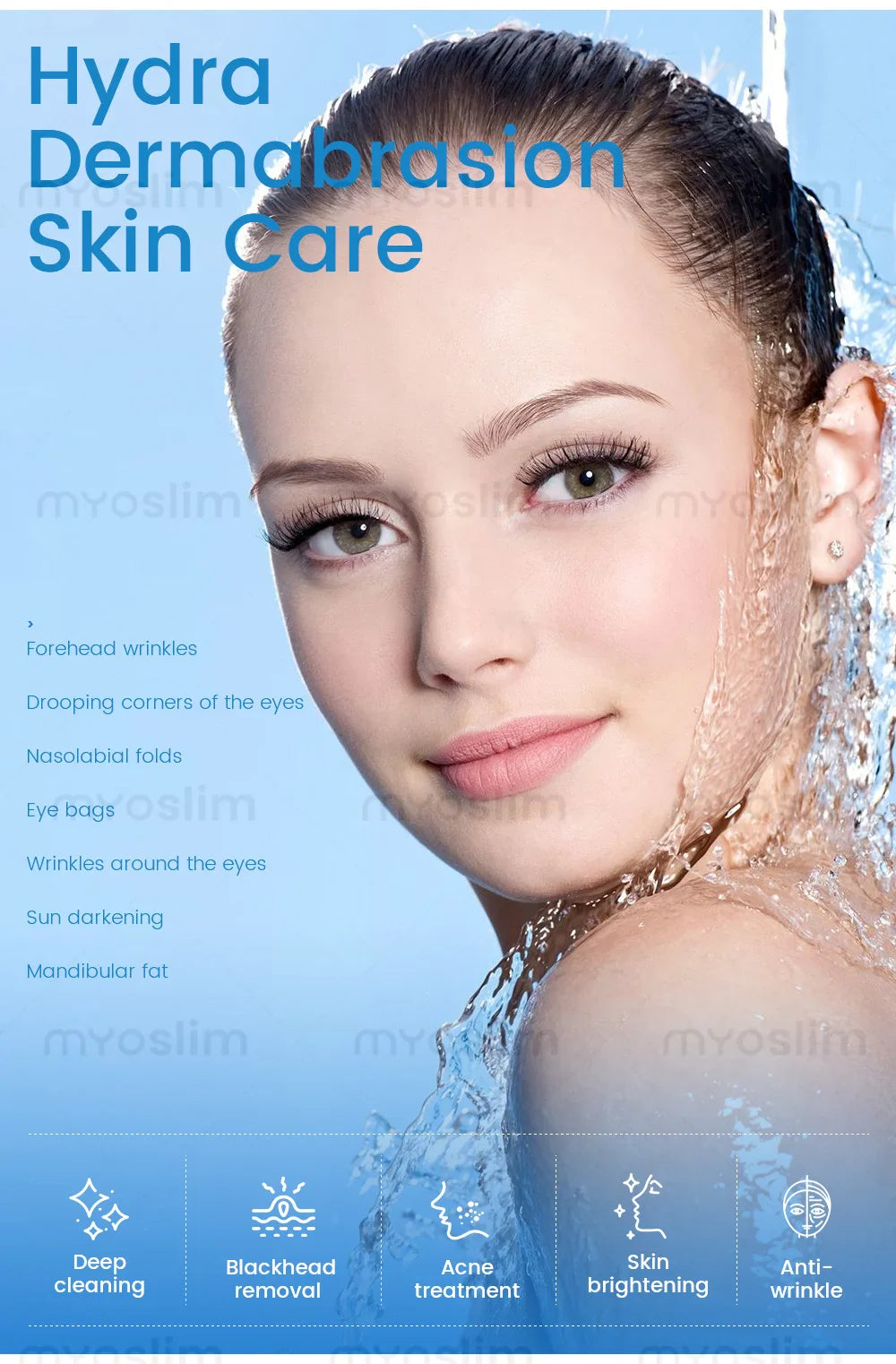 Intelligent Ice Blue Skin Management System – Hydro Facial Device For Wrinkle Reduction And Skin Care