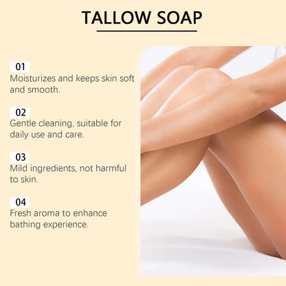 OceAura Grass Fed Beef Tallow Soap Professional Skin Cleaning Oil Control Smooth Skin Moisturizer Natural Organic Body Soap Bar