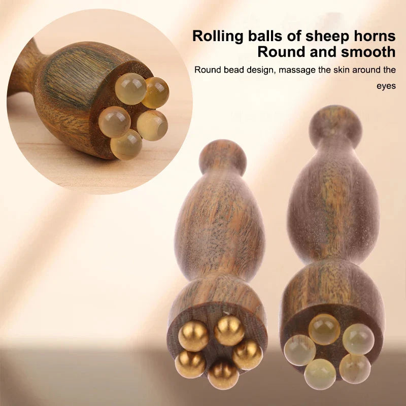 Lotus Seedpod Shape Massager Facial Physiotherapy Tool Green Sandalwood Face Massage Tools Gua Sha Face Skin Care Massage Sticks